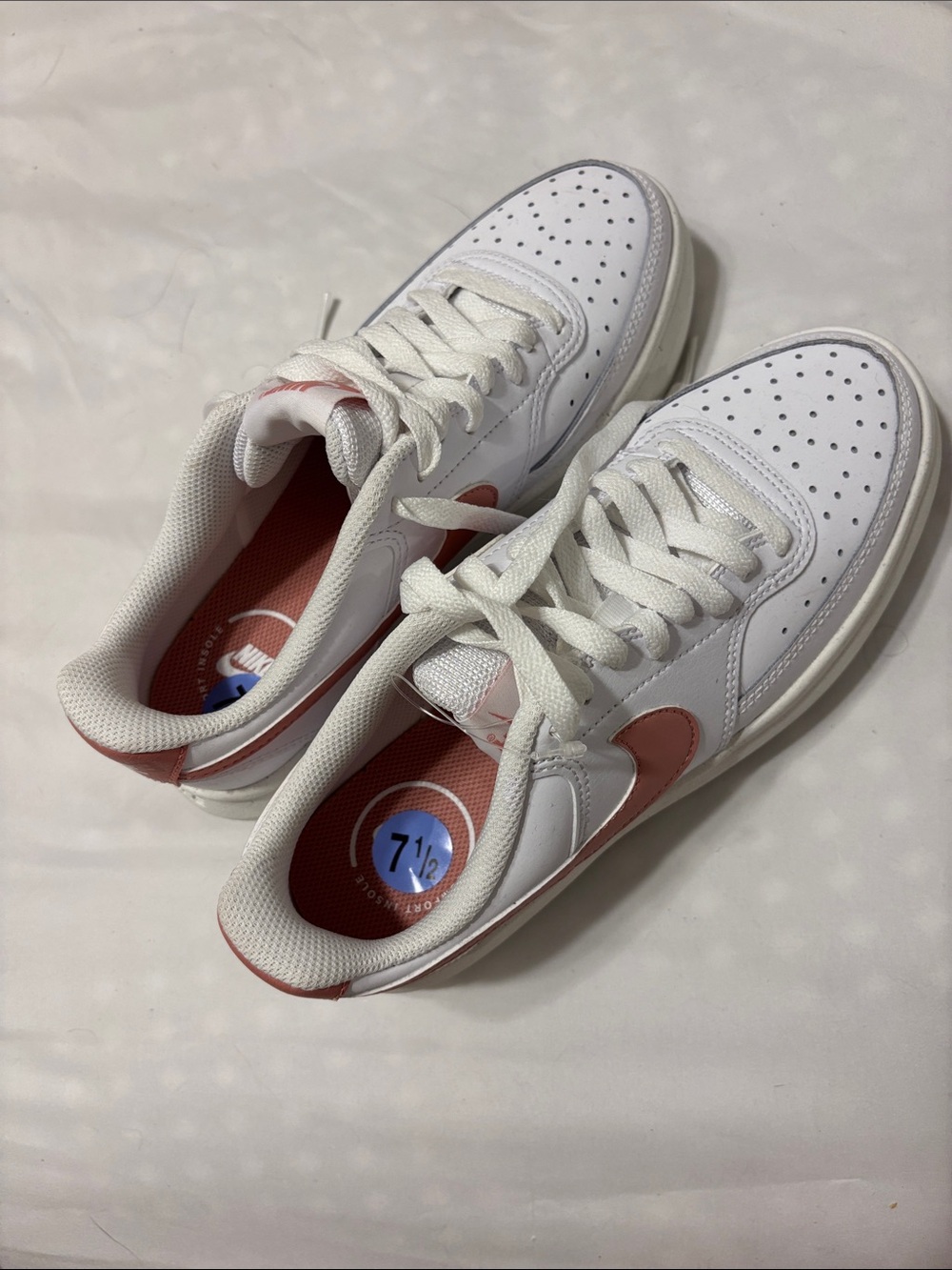 Nike Women’s White Sneakers with Dusty Rose Swoosh